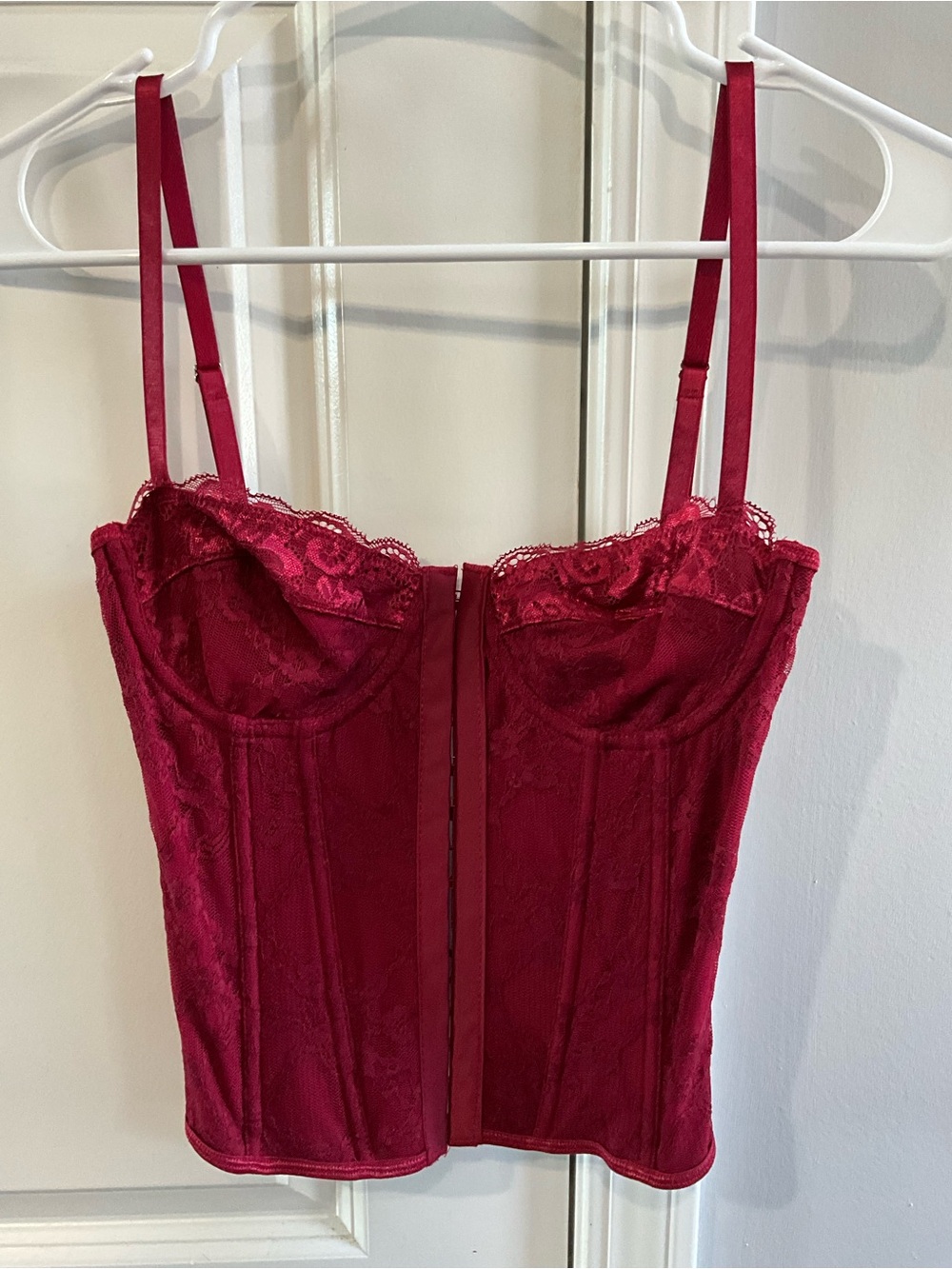 Dolls Kill Burgundy Lace Boned Bustier Corset Top